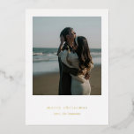 Minimalist Photo Modern Christmas Foil Holiday Card<br><div class="desc">Modern Christmas card featuring a simple and minimalist layout with "merry christmas" underneath your favourite photo.</div>