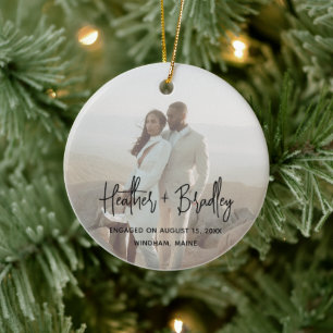 Minimalist Photo Modern First Christmas Ceramic Ornament