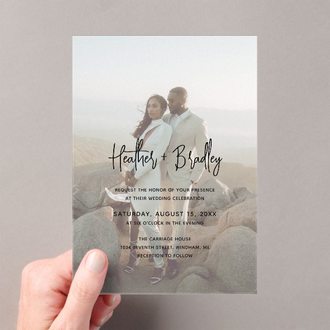 Minimalist Photo Modern Wedding Acrylic Invitations (Insitu (Handheld))