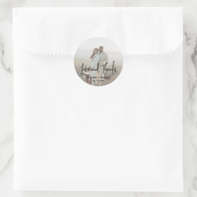 Minimalist Photo Modern Wedding Classic Round Sticker (Bag)