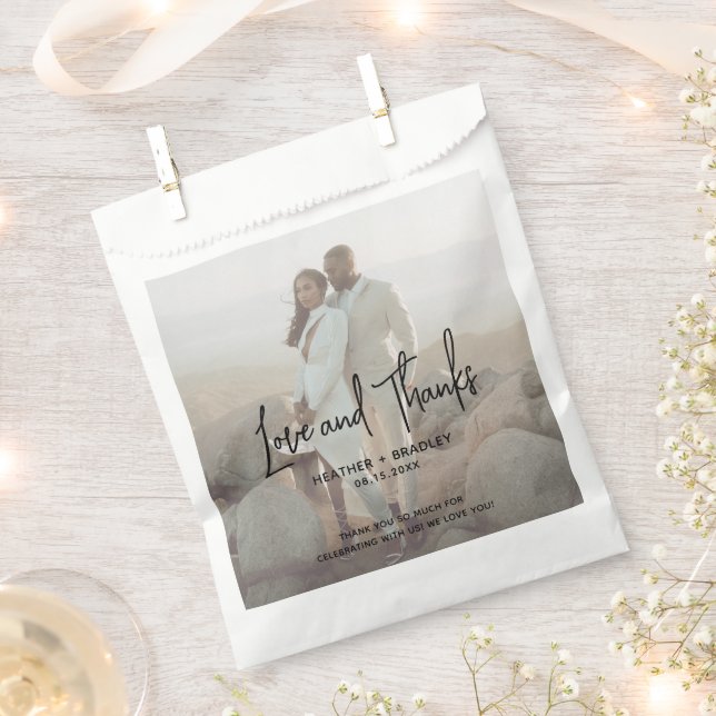 Minimalist Photo Modern Wedding Favour Bag (Clipped)