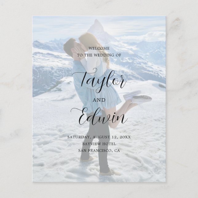 Minimalist Photo Modern Wedding Program (Front)
