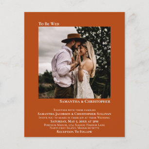 Minimalist Photo Orange BUDGET Wedding Invite
