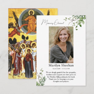 Minimalist Photo Orthodox Christian Memorial Thank You Card