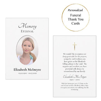 Minimalist Photo Orthodox Christian Memorial Thank You Card