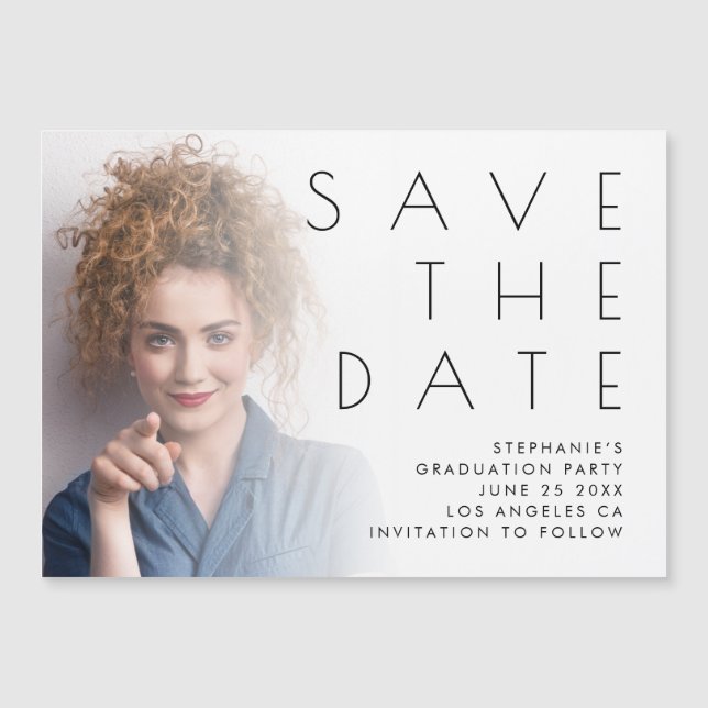 Minimalist Photo Overlay Graduation Save the Date (Front)