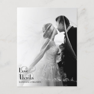 Minimalist Photo Overlay Modern Wedding Thank You Postcard