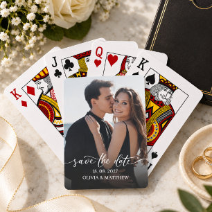 Minimalist Photo Overlay Save the Date Wedding Playing Cards