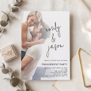 Minimalist Photo Overlay Script Engagement Invitation