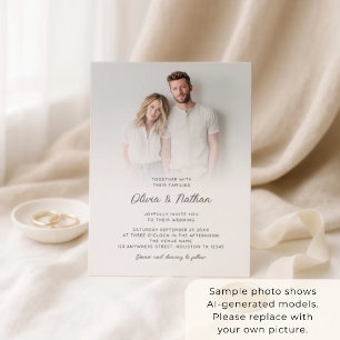 Minimalist photo Overlay Script QR Code Wedding Invitation