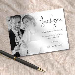 Minimalist Photo Overlay Script Wedding Thank You Card