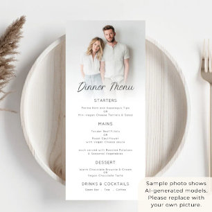 Minimalist Photo Overlay Wedding Menu Card