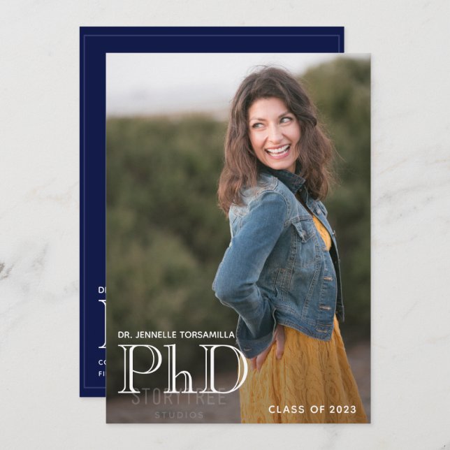 Minimalist Photo PhD Graduation Announcement (Front/Back)