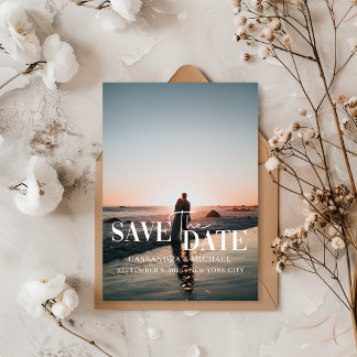 Minimalist Photo Portrait Wedding Save the Date  Invitation