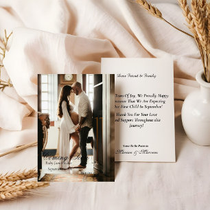 Minimalist photo pregnancy announcement card