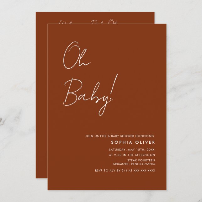 Minimalist Photo QR Code Baby Shower Invitation (Front/Back)
