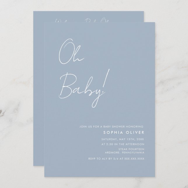 Minimalist Photo QR Code Baby Shower Invitation (Front/Back)
