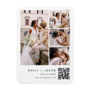 Minimalist Photo QR code White Wedding Magnet