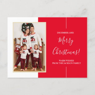 Minimalist Photo Red Merry Christmas postcard
