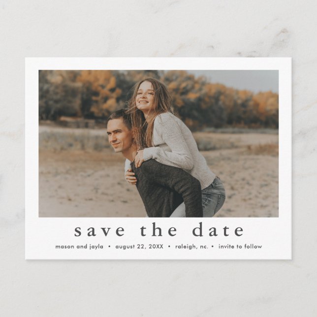 Minimalist Photo Save the Date Announcement Postcard (Front)