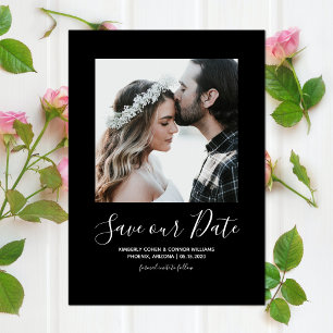 Minimalist Photo Save the Date   Black