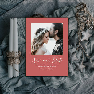 Minimalist Photo Save the Date Red