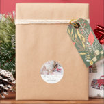 Minimalist Photo Script Merry Christmas Classic Round Sticker<br><div class="desc">Minimalist Photo Script Merry Christmas. Add your favourite photo and personalise with your name beneath. Merry Christmas is in a stylish set handwritten style script.</div>