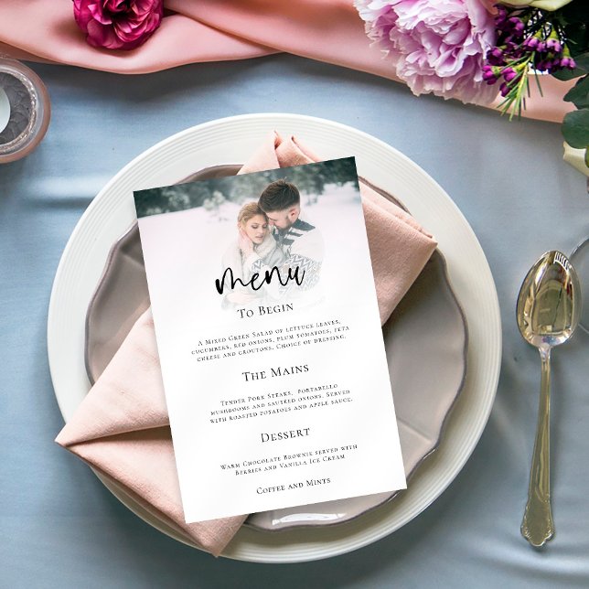 Minimalist Photo Script Wedding Menu Poster (Creator Uploaded)
