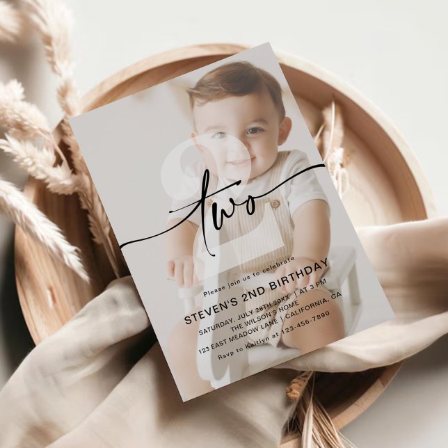 Minimalist Photo Second Birthday Invitation (Creator Uploaded)