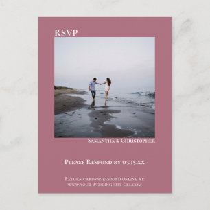 Minimalist Photo Simple Dusty Rose Wedding RSVP Postcard