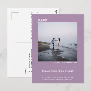 Minimalist Photo Simple Lavender Wedding RSVP Postcard