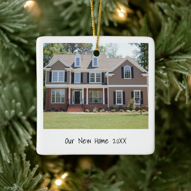 Minimalist Photo Simple Modern New Home Ceramic Ornament (Tree)