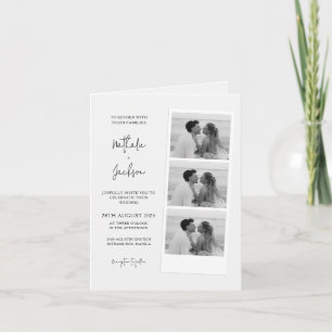 Minimalist Photo Strip Script Wedding Folded Card