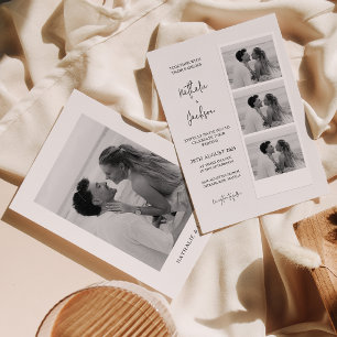 Minimalist Photo Strip Script Wedding Invitation