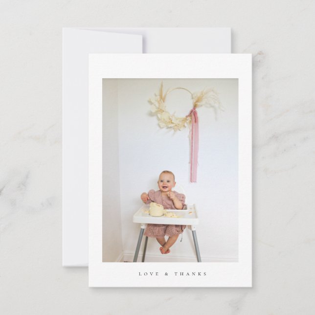 minimalist photo thank you birthday card (Front)