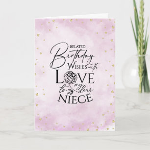 Minimalist Photo Typography Belated Birthday Niece Card