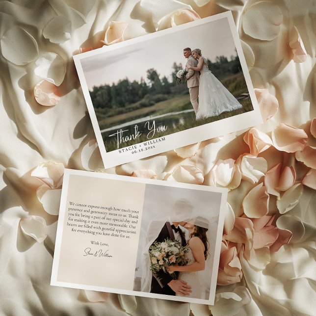 Minimalist Photo Wedding Couple  Thank You Card (Leave a lasting impression and express your thanks in a truly special and meaningful way.)