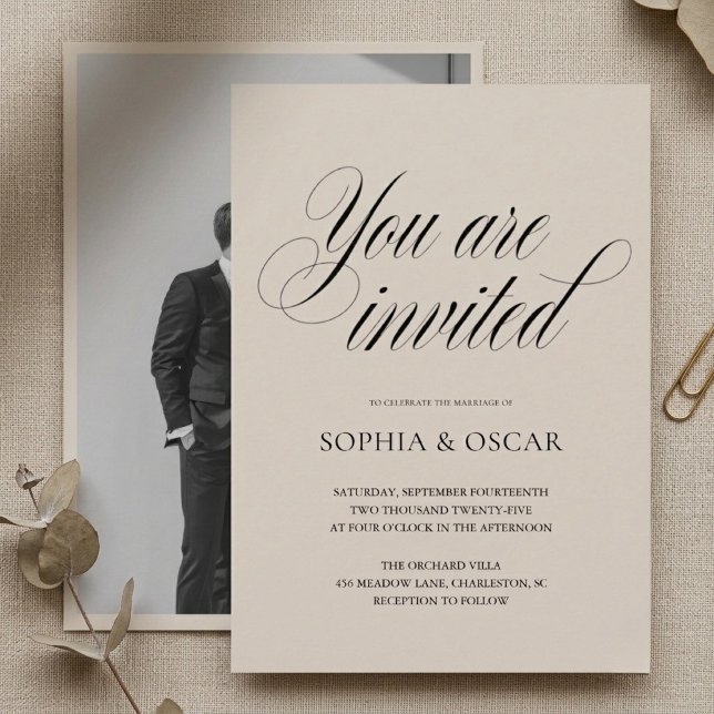 Minimalist Photo Wedding | Elegant Script Invitation (Creator Uploaded)