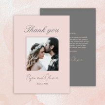 Minimalist Photo Wedding grey pink customized
