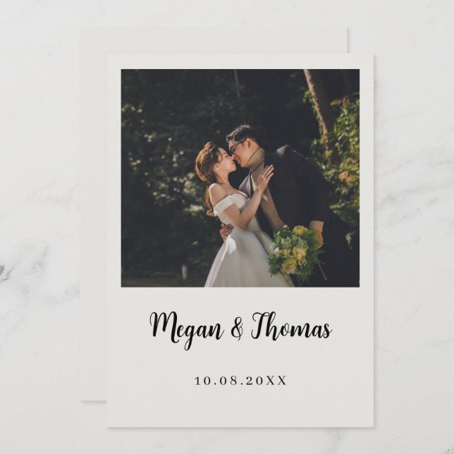 Minimalist photo wedding  invitation (Front/Back)