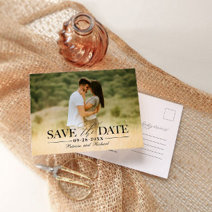 Minimalist Photo Wedding Save The Date Postcard  