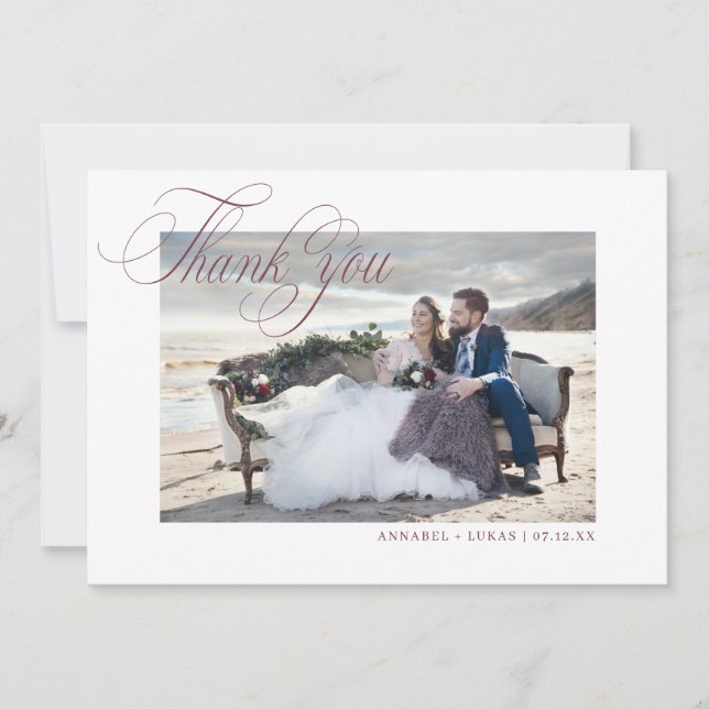 Minimalist Photo Wedding Thank You  Announcement (Front)