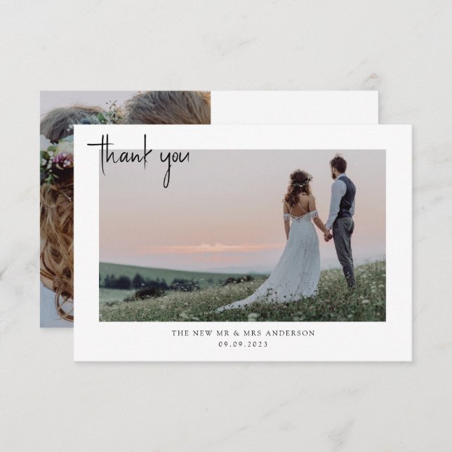 Minimalist Photo Wedding Thank You Card (Front/Back)