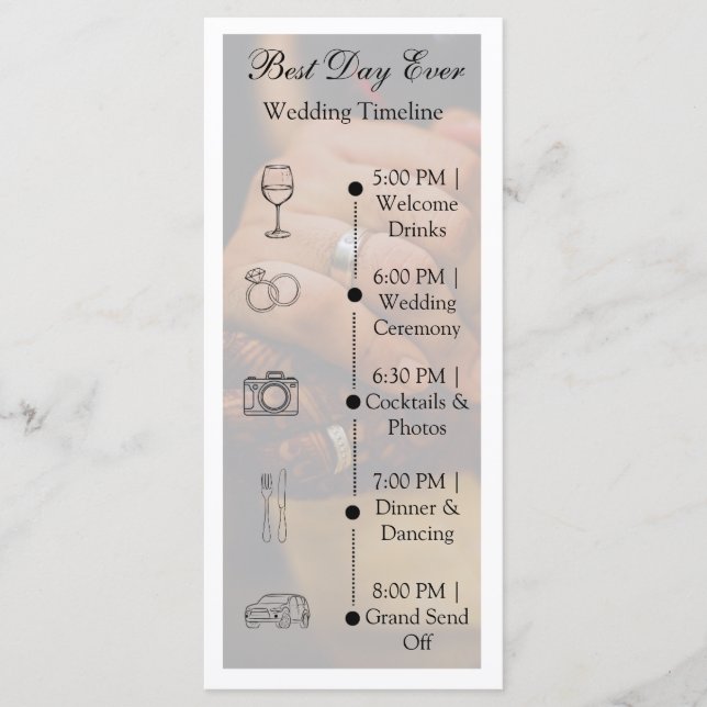 Minimalist Photo Wedding Timeline Flat Program (Front)