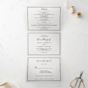Minimalist Photo Wedding Tri-Fold Invitation