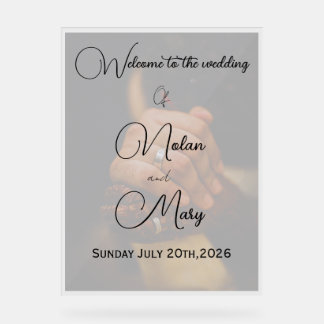 Minimalist Photo Wedding Welcome Acrylic Sign