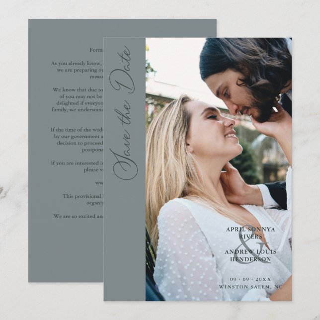 Minimalist Photo Whimsical Typography Save The Date (Front/Back)