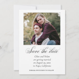 Minimalist Photo with Elegant Script Save The Date