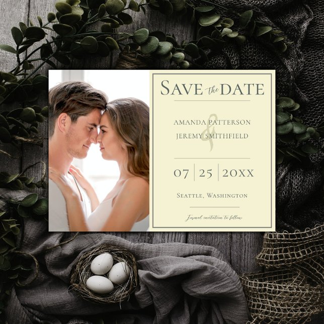 Minimalist Photo | Yellow Save the Date (Yellow Minimalist Photo Save the Date)