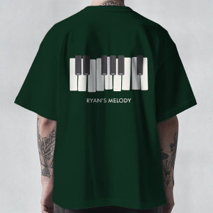 Minimalist Piano Keyboard Custom Name T-Shirt